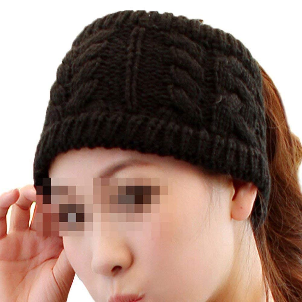 El Regalo Knitted Headwrap Acrylic Headband Ear Warmer Hair Muffs Band Winter Designer For Unisex (Black)
