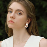 El Regalo Gold Chunky Triple Open Hoop Earrings for Women & Girls | Trendy Minimalist Statement Jewelry (Mauve Pink)