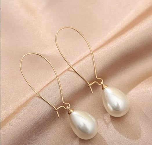 El Regalo Fancy Pearl Earrings- Golden Pearl Tassel Long Statement Earrings for Girls & Women (Drop Pearl Hook)