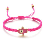El Regalo 1 PC Hamsa Hand Evil Eye Charms Handmade Adjustable Unisex Bracelet for Girls/Boys/Men/Women (Pink)