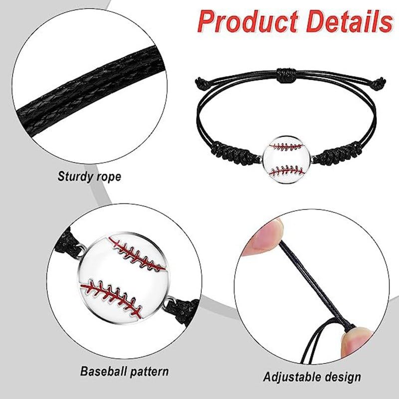 El Regalo 2 PCs Sports Ball Unisex Adjustable Bracelets Set for Kids/Girls/Boys/Teens/Men/Women - Basket Ball, Football, Baseball (Style-4)