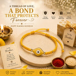 El Regalo Evil Eye Bracelet Rakhi for Brother with Roli Chawal in Gift Box (Yellow)