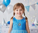 El Regalo Princess Crescent Moon Pendant Necklace for Girls- Enchanted Fairytale Character Jewelry with Filigree Detail, Silver-Tone Chain, Perfect Birthday Return Gift or Party for Toddlers and Kids (Style-6)