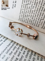 El Regalo Stainless Steel Magnetic Bangle Bracelet for Girls & Women - Stainless Steel Openable Bracelet (Flower)