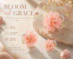 El Regalo Cute Acrylic Flower Clip On Earrings for Women & Girls | No Piercing Floral Earrings | Korean Style Pastel Ear Clips | Comfortable Non-Pierced Earrings for Casual, Party & Vacation (Peach)