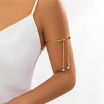 El Regalo Handcrafted Gold Plated Arm Cuff Jewelry for Women/Girls - Stone Pendant Armband Tassel Arm Bands (Green Stones)