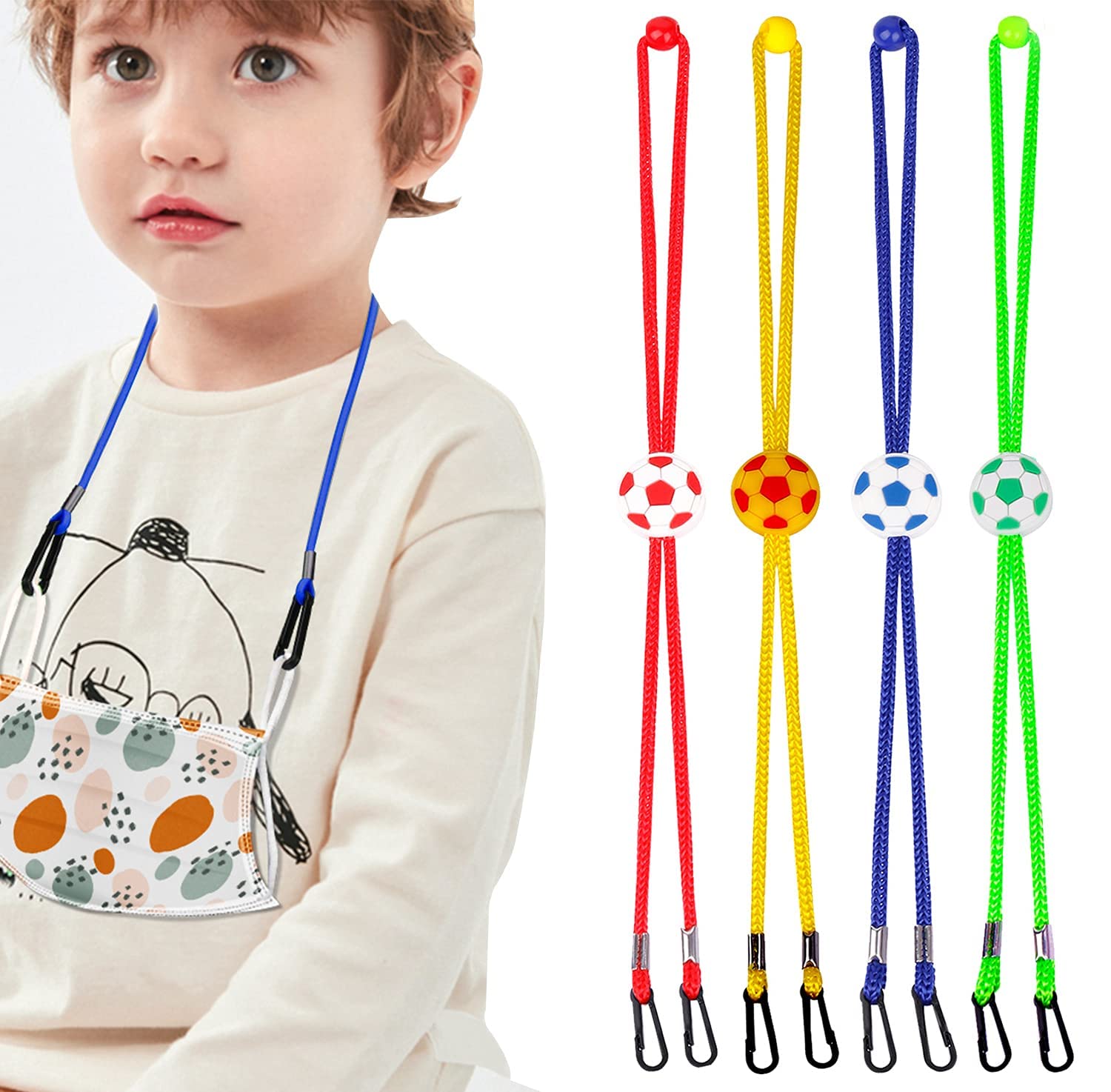 El Regalo Football Safety Facemask Lanyard for Kids- Boys & Girls | Child Adjustable Lanyard Handy Convenient Safety Face Mask Holder Rope, Mask Holder for Kids, Adjustable Mask Strap (4)