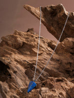 El Regalo 1PC Natural Stones Pointed Pendulum Unisex Pendant Necklace- Natural Healing Stones Peandant Chain Necklaces- Reiki healing/Feng shui (Lapis)