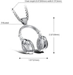 El Regalo DJ Headset Music Earphone Headphone Pendant Necklace with Stainless Steel Chain for Men/Women/Girls/Boys and All Music Lovers