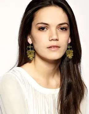El Regalo Vintage Funky Brass Multi Layered Owl Earrings/Owl Danglers for Girls & Women