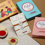 El Regalo 2PCs OM/Veera/Bhai Moli Thread Rakhi Set for Brother/Bhai/Bhaiya- Auspicious OM/Aum Mauli Rakhi with Roli Chawal, Rakhi Message Card in Rakhi Gift Box (2 OM Rakhis)