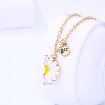 El Regalo 2 Pcs Bff Best Friend Forever Split Magnetic Matching Pendant Necklaces Set- Heart, Flower, Swan Etc Pendant Friendship Necklaces For Girls (Bf Flower Gold)
