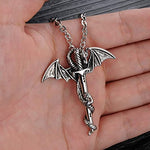 El Regalo Hip Hop Creative Sword Wing Dragon Pendant Chain Necklace for Boys/Men (Silver Sword)