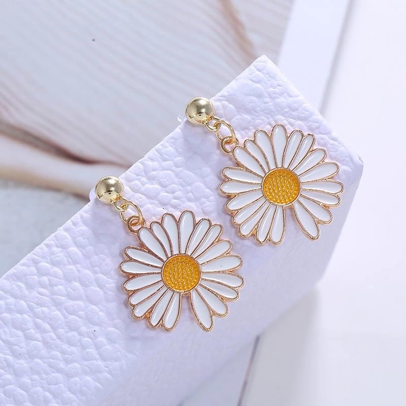 El Regalo 1 Pair Daisy Flower Earrings for Girls & Women- Cute Flower Earrings (Style-3)