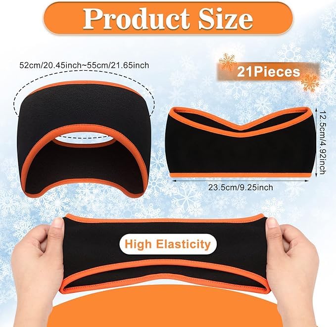 El Regalo 2 PCs Winter Fleece Ear Warmers Unisex Headband- Winter Ear Muffs for Men Women Kids in Cold Weather, Running Yoga Skiing Riding Bike Ear Cover (Orange & Purple)