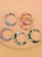 El Regalo 3 Pairs Acrylic Hoop Earrings for Women & Girls - Lightweight Colorful Resin Hoops Set - Boho Fashion Jewelry for Western & Casual Wear - Pack of 3 (Geometric C-Shape) (Option-2)