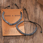 El Regalo Unisex-Adult 2 Pcs Braided Black Hematite Arrow Heart Adjustable Bracelets Set for Couples - Natural Gemstone Link Bracelet (Heart Hematite)