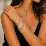 El Regalo Multi Layer Spiral CZ Armlet Cum Bracelet for Women & Girls | Adjustable Upper Arm Bracelet & Wrist Wrap Bangle | Gold Plated Crystal Spiral Arm Cuff | Party, Wedding & Western Jewelry (White)