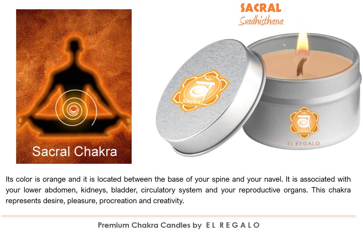 El Regalo Sacral Chakra Tin Candle/Svadhisthana Chakra Aromatherapy/Meditation Chakra Candles: Fragrances: Ylang Ylang