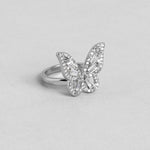 El Regalo Cubic Zirconia Butterfly Ring Sparkling Crystal Bow-Knot Knuckle Adjustable Ring for Girls & Women