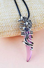El Regalo Unisex Tooth Pendant Necklaces | Stainless Steel Crystal Pendant Adjustable Black Cord Unisex Necklace for Women & Men (Pink)