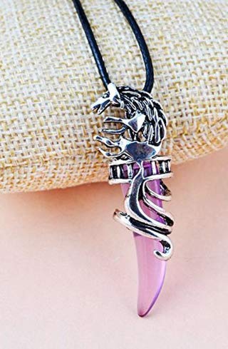 El Regalo Unisex Tooth Pendant Necklaces | Stainless Steel Crystal Pendant Adjustable Black Cord Unisex Necklace for Women & Men (Pink)