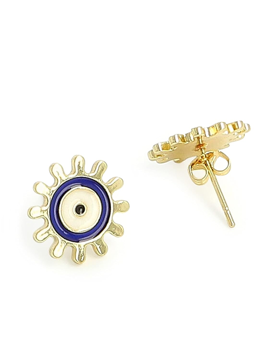 El Regalo 2 Pairs Evil Eye Enameled Post Back Stud Earrings for Girls & Women- Cute & Colorful Turkish Lucky Evil Eye Studs (Evil Eye Studs Option-3)