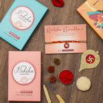 El Regalo 1 PC Moli Rakhi for Bhaiya - Rakshabandhan Moli Charms Rakhi with Message Card & Roli Chawal Shagun in Rakhi Box (Red Evil Eye Moli Rakhi)