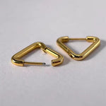 El Regalo Waterproof Men's Women's Punk Stainless Steel Triangle Shape Design Hoop Earrings - Geometry Triangle Huggie Hoop Earrings, Minimalist Punk Rock Style (Gold)