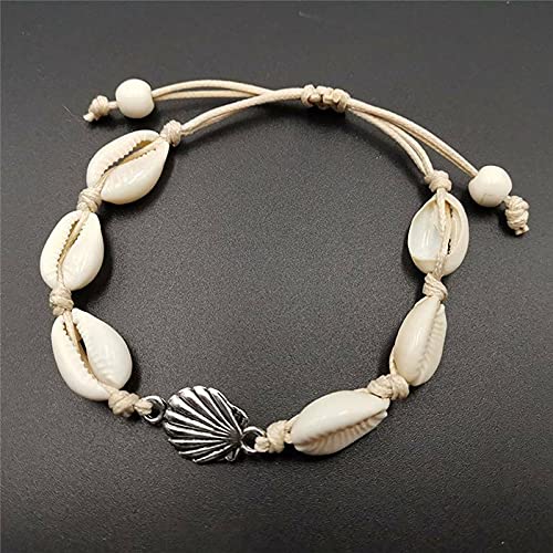 El Regalo Womens 2 Pcs Handmade Cowrie Shell Braided Bracelet Cum Anklet