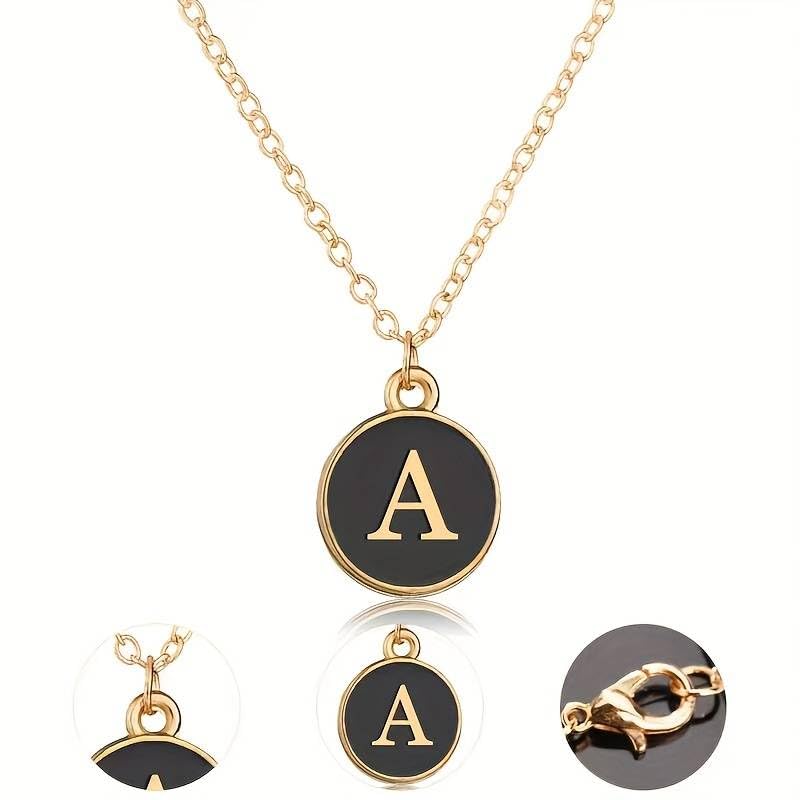 El Regalo Name Initials Personalized Unisex Pendant Necklace - Enameled Letter Small Pendant With Stainless Steel Chain (A Letter)