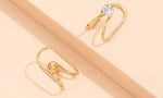 El Regalo 1 Pair Clip On Cartilage Non Piercing Earrings Set for Girls & Women- Trendy Clip On Earrings (Golden Crystals)