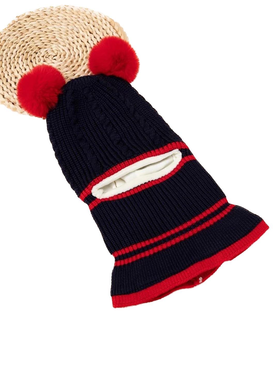 EL REGALO Kids Self Design Wool Balaclava Navy Blue
