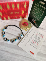 El Regalo Rakhi for Brother - Evil Eye Rakhi for Bhai/Bhabhi with, shagun & Message Card in Rakhi Gift Box (Black White Mix Evil Eye Rakhi)