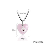 El Regalo 1 PC Big Pink Evil Eye Pendant Necklace for Girls & Women - Turkish Evil Eye Big Leather Rope Necklace (Heart Evil Eye)