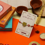 El Regalo Designer Evil Eye Lion Kids Rakhi for Brother- Cute Evil Eye Lion Rakhi with Roli Chawal Shagun, Rakhi Message Card in Rakhi Gift Box for Little Brother (Yellow)