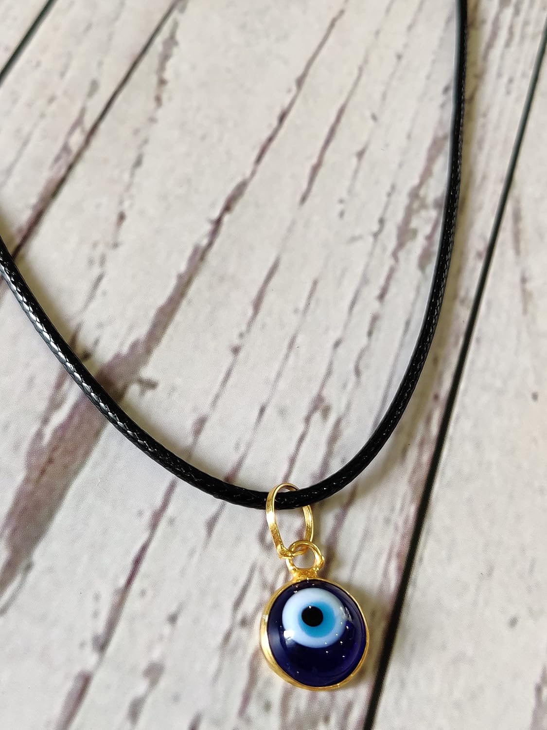 El Regalo Elegant Evil Eye Necklace - Evil Eye Handmade Glass Lamp work Unisex Pendant Necklace for Men, Women, Girls & Boys | Evil Eye Pendant Necklace (Golden with Cord)