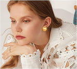 El Regalo Gold Ball Clip-On Earrings for Women & Girls - Brushed Finish Button Style | Classic Non-Pierced Ear Jewelry | Timeless Look