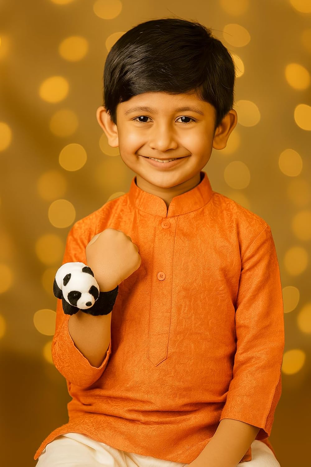 El Regalo Kids Rakhi - Cute Animal Plush Slap Band Rakhi for Boys & Girls | Panda, Shark, Dinosaur & More with Roli Chawal & Rakshabandhan Card | Fun Cartoon Soft Slap Bands for Children (Panda)