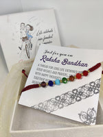 El Regalo 2PCs 7 Chakra Crystal Handwoven Rakhi Combo Set for Brother 7 Chakra Rakhi Set for Bhaiya Rakhi Combo for Bhai (7 Chakra)