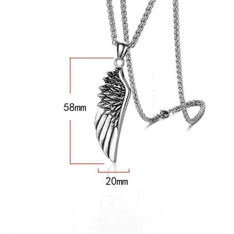 El Regalo Stainless Steel Angel Wing Feather Pendant Unisex Necklace for Men Women: Guardian Elegance Gothic Feather Necklace