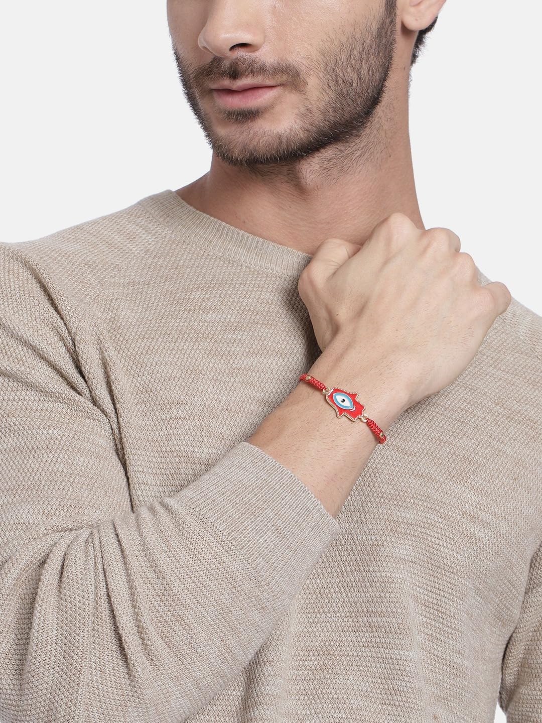 El Regalo Evil Eye CZ Bracelet Rakhi for Brother with Roli Chawal & Rakhi Message Card - Lucky Protection Rakhi to Avoid Negative Energies for Brother/Sister-in-Law/Niece or Nephew (Option-4)