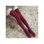 El Regalo Women Cotton Knit Boot Socks, Knee High Tube Socks with Lace Trim for women & Teens (Maroon)