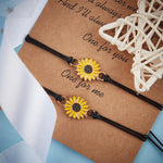 El Regalo Unisex 2 Pcs Sunflower Bracelets Set- Handmade Boho Sunflower Daisy BFF Friendship Bracelets Adjustable Braided Rope Pinky Promise Bracelets (Black)