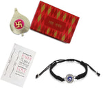 El Regalo 1 Evil Eye Rakhi with and Raksha Bandhan Card - Lucky Evil Eye Protection Rakhi to Avoid Negative Energies for Brother/Sister-in-Law/Niece or Nephew (Black Zircon Evil Eye)