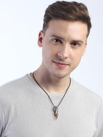 El Regalo Unisex Wolf Tooth Pendant Necklaces | Stainless Steel Wolf Crystal Pendant Adjustable Black Cord Unisex Necklace for Women & Men (Brown)