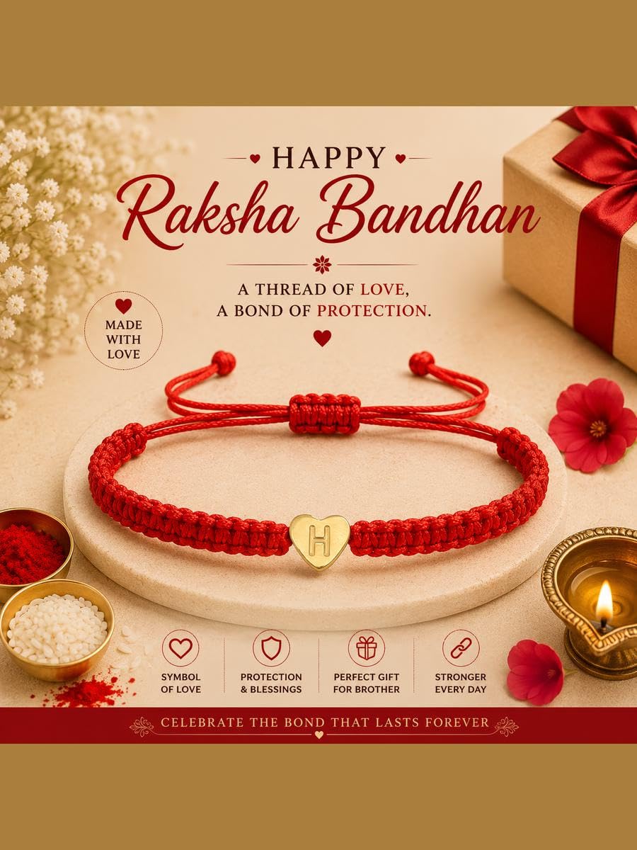 El Regalo Red Ethnic Rakhi Dori Unisex Rakhi-Adults - H letter