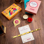 El Regalo 1 PC Designer Stainless Steel Bracelets Rakhi for Brother | 1 PC Anti Tarnish Chain Rakhi with Roli- Chanwal, Message Card in Rakhi Gift Box for Bhai/Bhaiya (Option-7)