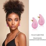El Regalo's Elegant Teardrop Stud Earrings for Women and Girls | Premium Glaze Enamel Waterdrop Statement Studs | Anti-Tarnish Minimalist Korean Style Modern Jewellery Gift (Pastel Pink)