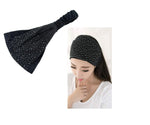 El Regalo Rhinestone Elastic Bandana Wide Sports Headband/Hair Band for Women & Girls (Black)
